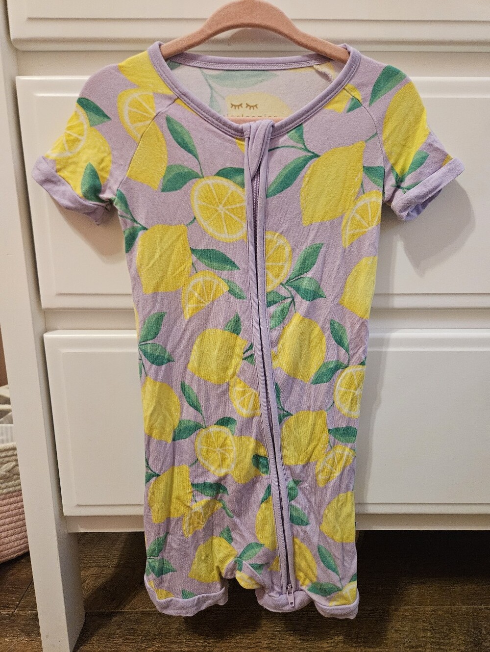 Little Sleepies Lemon Print Zippered Short Romper- Size 18-24m